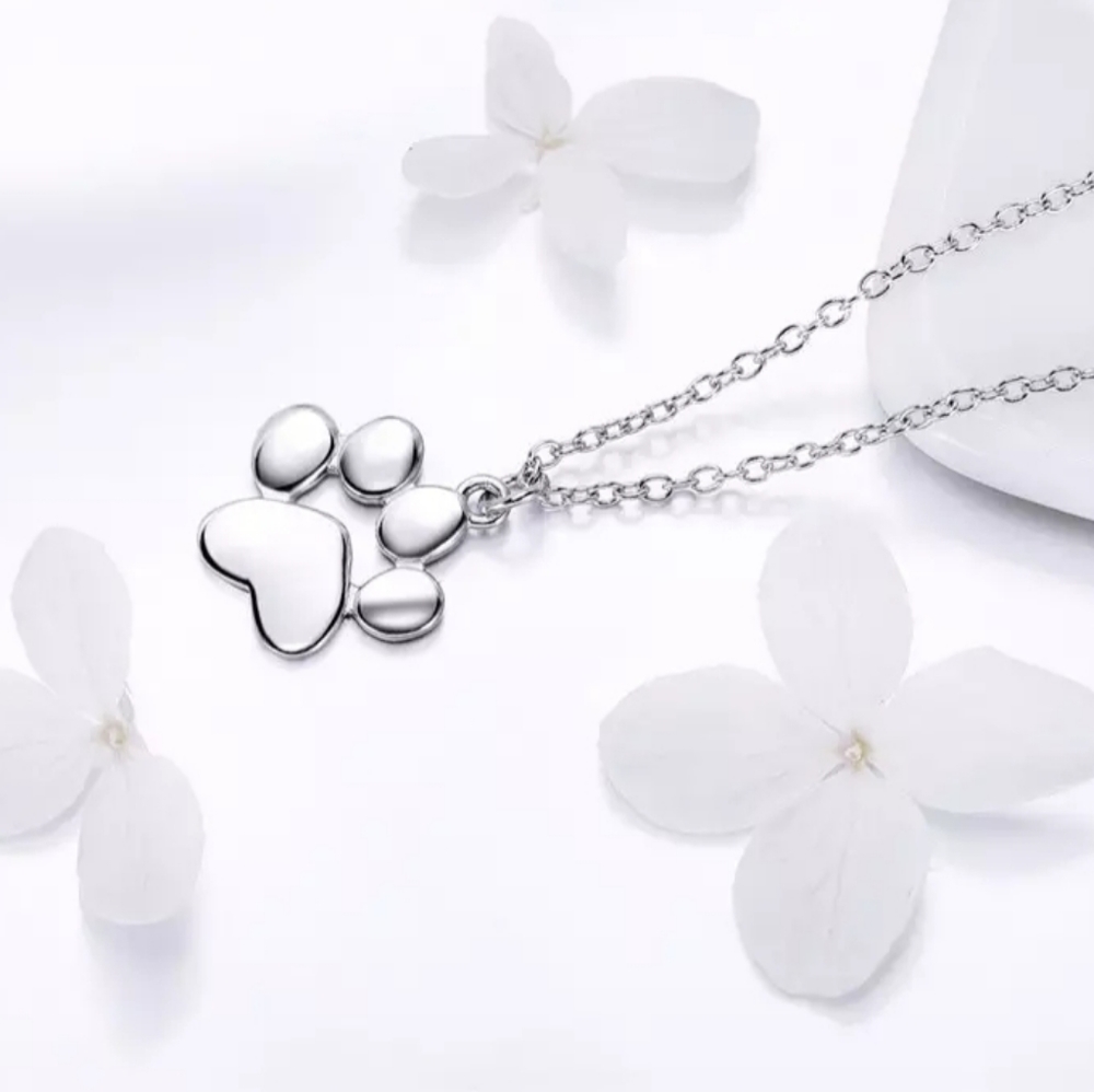 LAST! NEW 925 Sterling Silver Animal Paw Footprint Necklace 🐾 - Picture 4 of 8